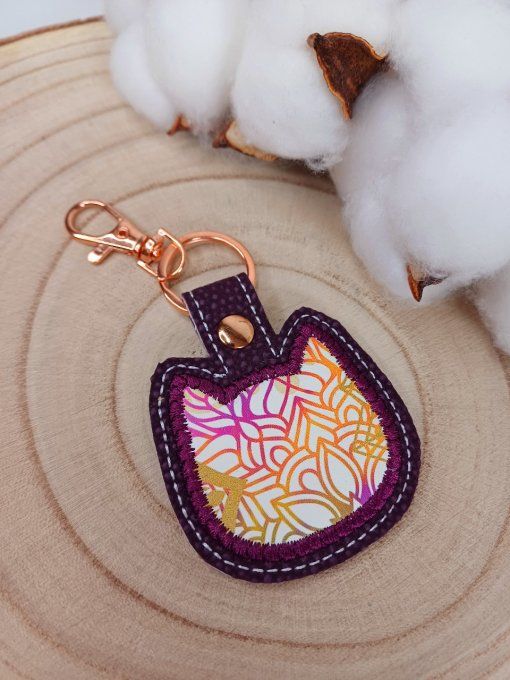 Porte-clé Miaou - mandala violet