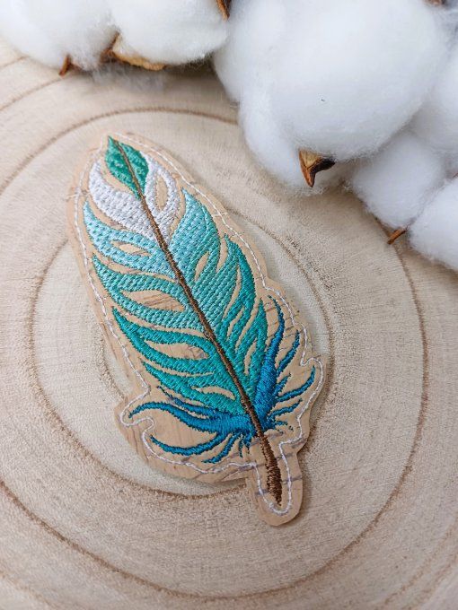 Marque-page Plume- dégradé turquoise